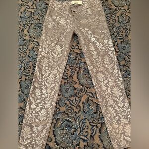 Abercrombie & Fitch silver flocked Floral Pants